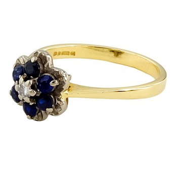 18ct gold Vintage Sapphire/Diamond Cluster Ring size O